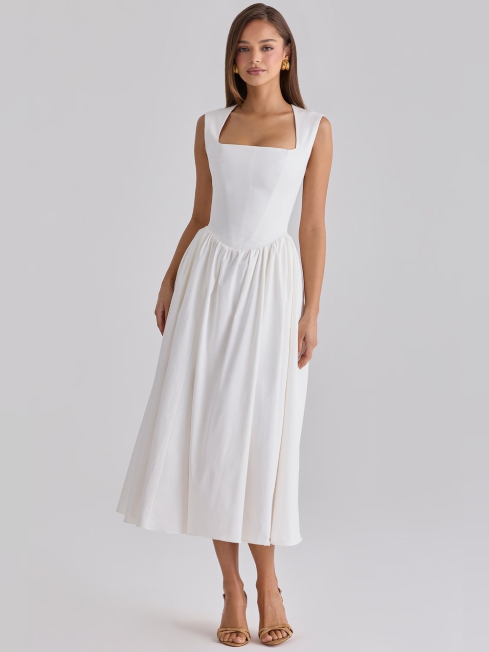 House Of CB Emmy White Cotton Midi Sundress